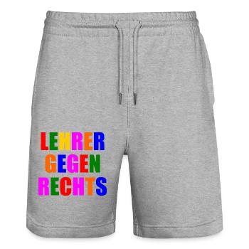Lehrer gegen rechts - Stanley/Stella Unisex Bio Joggingshorts Trainer  - Grau meliert - Vorne - Nik (191cm) & Marisol (170cm)
