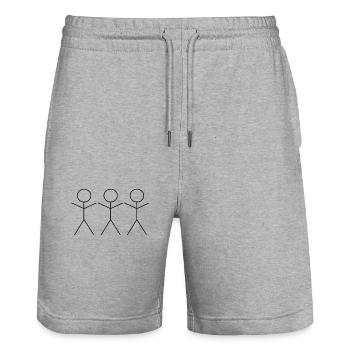 3 Strichmännchen - Stanley/Stella Unisex Bio Joggingshorts Trainer  - Grau meliert - Vorne - Nik (191cm) & Marisol (170cm)