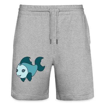 Kleiner süßer Fisch - Stanley/Stella Unisex Bio Joggingshorts Trainer  - Grau meliert - Vorne - Nik (191cm) & Marisol (170cm)