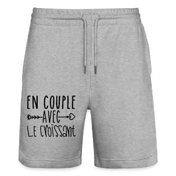 Couples with Crescent, Crescent Fans Gift - Stanley/Stella Trainer Unisex Organic Jogging Shorts - heather grey - Front - Nik (191cm) & Marisol (170cm)