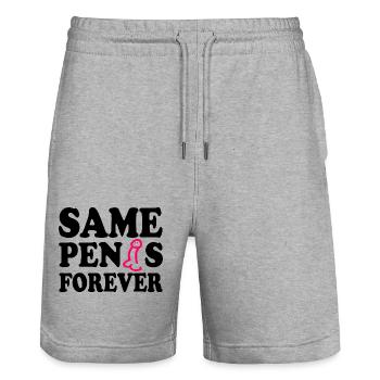 Same penis forever - Stanley/Stella Unisex Bio Joggingshorts Trainer  - Grau meliert - Vorne - Nik (191cm) & Marisol (170cm)