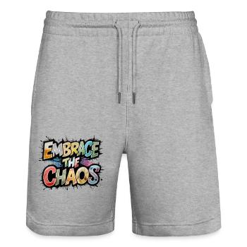 Embrace The Chaos - Stanley/Stella Trainer Unisex Organic Jogging Shorts - heather grey - Front - Nik (191cm) & Marisol (170cm)