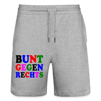 Bunt gegen rechts - Stanley/Stella Unisex Bio Joggingshorts Trainer  - Grau meliert - Vorne - Nik (191cm) & Marisol (170cm)