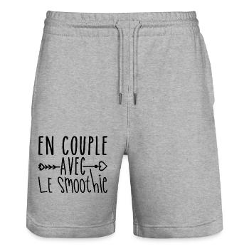En Couple avec Smoothie, cadeau Fans de Smoothie - Short de jogging bio TRAINER Stanley/Stella unisexe - gris chiné - Devant - Nik (191cm) & Marisol (170cm)