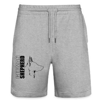 GERMAN SHEPHERD Hunde Hund IGP Hundesport Wilsigns - Stanley/Stella Unisex Bio Joggingshorts Trainer  - Grau meliert - Vorne - Nik (191cm) & Marisol (170cm)