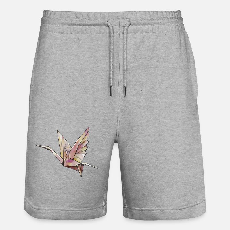 Grue en origami - Short de jogging bio TRAINER Stanley/Stella unisexe - gris chiné