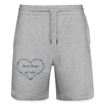 Bester Bruder der Welt - Stanley/Stella Unisex Bio Joggingshorts Trainer  - Grau meliert - Vorne - Nik (191cm) & Marisol (170cm)