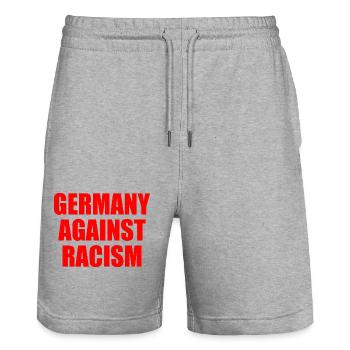 Germany against racism - Stanley/Stella Unisex Bio Joggingshorts Trainer  - Grau meliert - Vorne - Nik (191cm) & Marisol (170cm)
