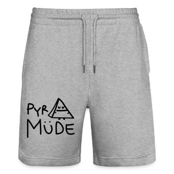 Lustige müde Pyramide - Stanley/Stella Unisex Bio Joggingshorts Trainer  - Grau meliert - Vorne - Nik (191cm) & Marisol (170cm)