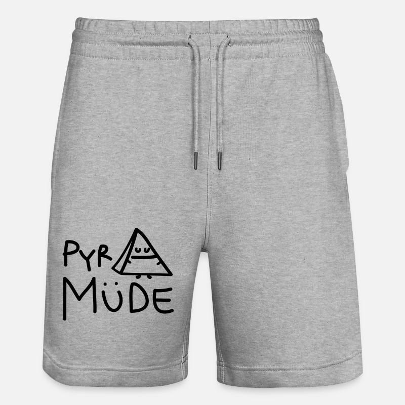Lustige müde Pyramide - Stanley/Stella Unisex Bio Joggingshorts Trainer  - Grau meliert
