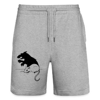 Mouse - Stanley/Stella Trainer Unisex Organic Jogging Shorts - heather grey - Front - Nik (191cm) & Marisol (170cm)
