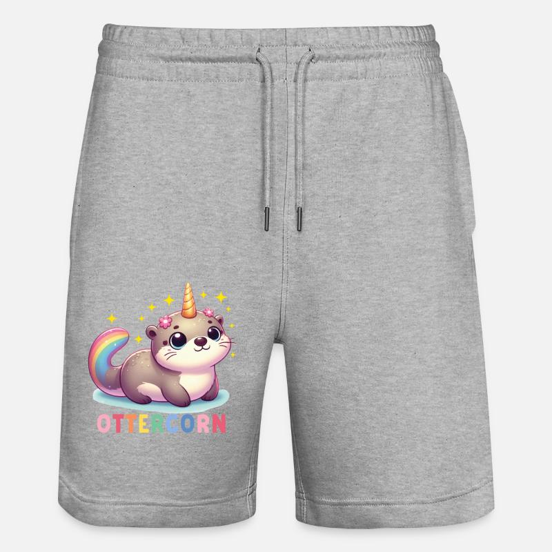 Otter Einhorn - Stanley/Stella Unisex Bio Joggingshorts Trainer  - Grau meliert