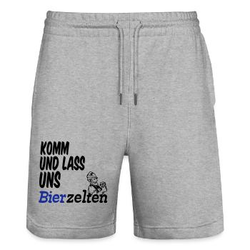 Bierzelt,Bier,Sprüche,Geschenk - Stanley/Stella Unisex Bio Joggingshorts Trainer  - Grau meliert - Vorne - Nik (191cm) & Marisol (170cm)