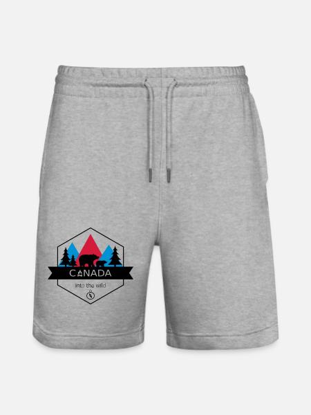 Kanada in die Wildnis mit Bären und Wald - Stanley/Stella Unisex Bio Joggingshorts Trainer  - Grau meliert