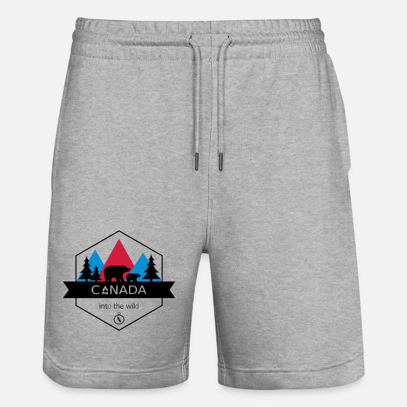 Canada Into the Wild with Bears and Forest - Stanley/Stella Trainer Unisex Organic Jogging Shorts - heather grey