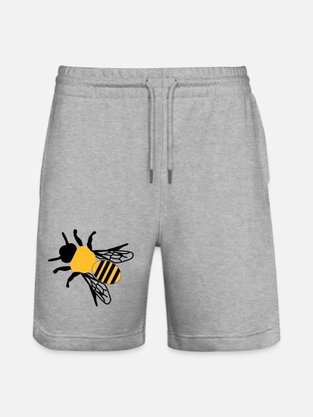 Biene klein - Stanley/Stella Unisex Bio Joggingshorts Trainer - Grau meliert
