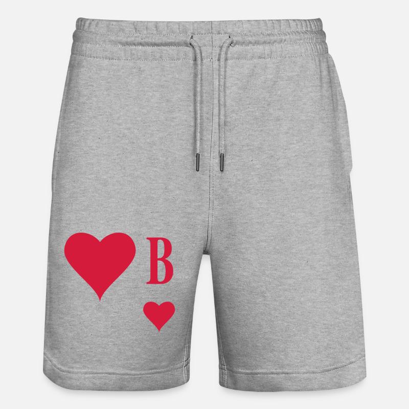 Herz Bube | Herz Junge | B - Short de jogging bio TRAINER Stanley/Stella unisexe - gris chiné