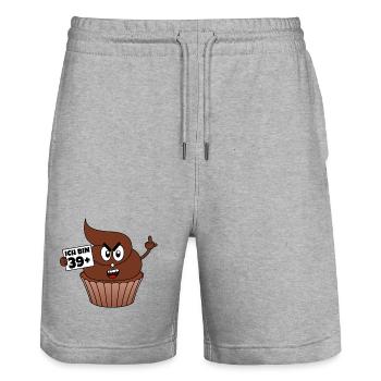 40. Geburtstag - Ich bin 39 + 1 - Kackcake - Stanley/Stella Unisex Bio Joggingshorts Trainer  - Grau meliert - Vorne - Nik (191cm) & Marisol (170cm)