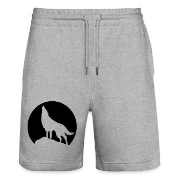 Wolf - Mond - Stanley/Stella Unisex Bio Joggingshorts Trainer  - Grau meliert - Vorne - Nik (191cm) & Marisol (170cm)