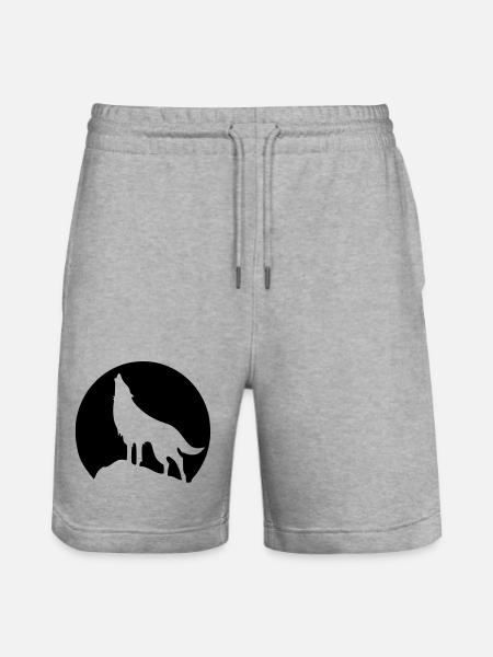 Wolf - Mond - Stanley/Stella Unisex Bio Joggingshorts Trainer  - Grau meliert
