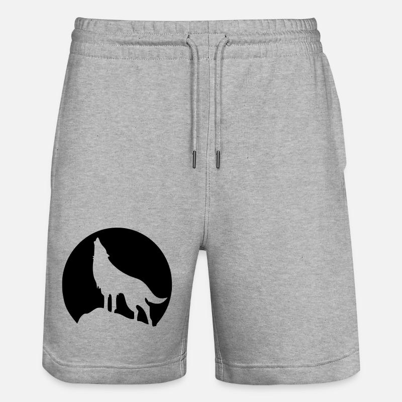 Wolf - Mond - Stanley/Stella Unisex Bio Joggingshorts Trainer  - Grau meliert