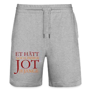 Et hätt noch immer jot jejange Köln Spruch (Rot) - Stanley/Stella Unisex Bio Joggingshorts Trainer  - Grau meliert - Vorne - Nik (191cm) & Marisol (170cm)