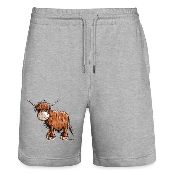 Da ist ein Schottisches Hochlandrind - Stanley/Stella Unisex Bio Joggingshorts Trainer  - Grau meliert - Vorne - Nik (191cm) & Marisol (170cm)