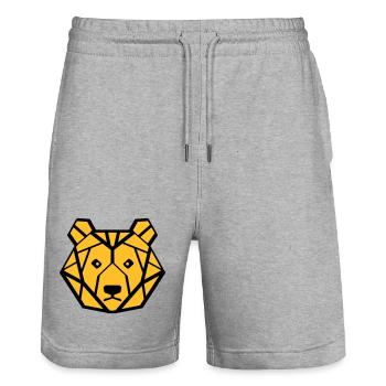 baer symetrisch - Stanley/Stella Unisex Bio Joggingshorts Trainer  - Grau meliert - Vorne - Nik (191cm) & Marisol (170cm)