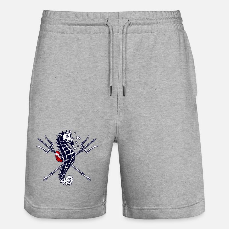 Taucher Trident Seepferdchen - Stanley/Stella Unisex Bio Joggingshorts Trainer  - Grau meliert