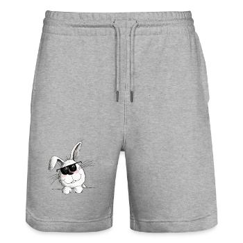 Cool rabbit with sunglasses rabbit motif rabbit - Stanley/Stella Trainer Unisex Organic Jogging Shorts - heather grey - Front - Nik (191cm) & Marisol (170cm)