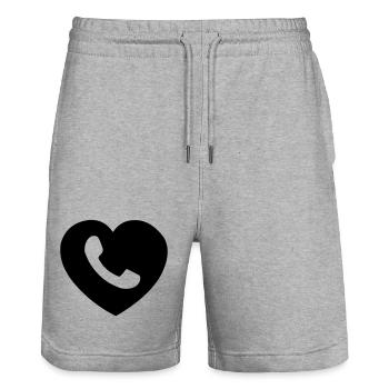 Cœur ou cœur avec téléphone ombre coupée - Short de jogging bio TRAINER Stanley/Stella unisexe - gris chiné - Devant - Nik (191cm) & Marisol (170cm)
