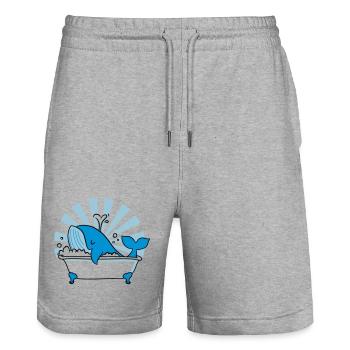 Wal in der Badewanne – Lustiges Ozean Design - Stanley/Stella Unisex Bio Joggingshorts Trainer  - Grau meliert - Vorne - Nik (191cm) & Marisol (170cm)
