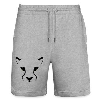 Raubkatzenblick – Eleganz mit Biss - Stanley/Stella Unisex Bio Joggingshorts Trainer  - Grau meliert - Vorne - Nik (191cm) & Marisol (170cm)
