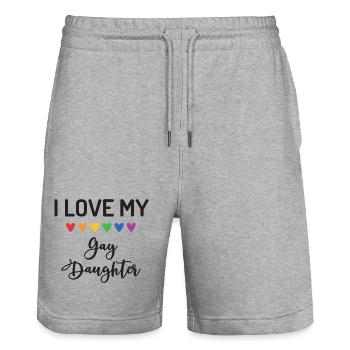 Ich liebe meine schwule Tochter - Stanley/Stella Unisex Bio Joggingshorts Trainer  - Grau meliert - Vorne - Nik (191cm) & Marisol (170cm)