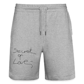 Secret of Love – Minimal Handwritten Text Design - Stanley/Stella Unisex Bio Joggingshorts Trainer  - Grau meliert - Vorne - Nik (191cm) & Marisol (170cm)