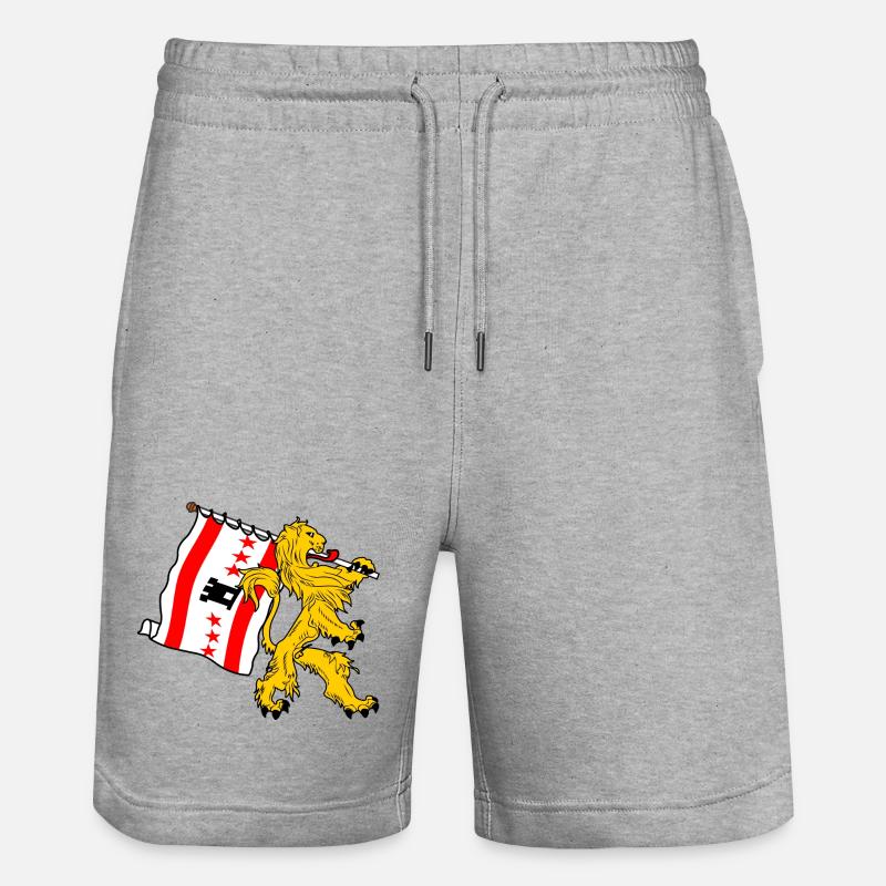 Lion avec drapeau Drenthe drenthe drapeau - Short de jogging bio TRAINER Stanley/Stella unisexe - gris chiné