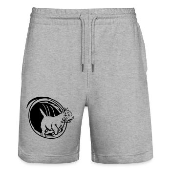 West Highland Terrier - Stanley/Stella Trainer Unisex Organic Jogging Shorts - heather grey - Front - Nik (191cm) & Marisol (170cm)