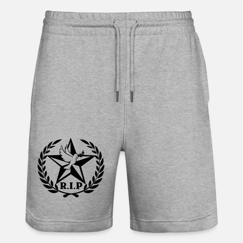 R.I.P Sterntaube Lorbeerkranz - Stanley/Stella Unisex Bio Joggingshorts Trainer  - Grau meliert