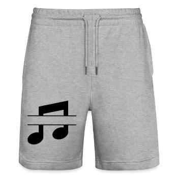 Musical note text banner - Stanley/Stella Trainer Unisex Organic Jogging Shorts - heather grey - Front - Nik (191cm) & Marisol (170cm)