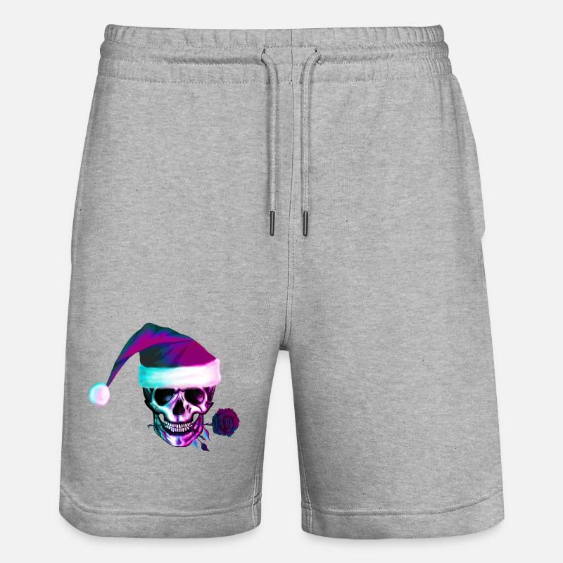 Crâne néon avec chapeau de Noël - Short de jogging bio TRAINER Stanley/Stella unisexe - gris chiné