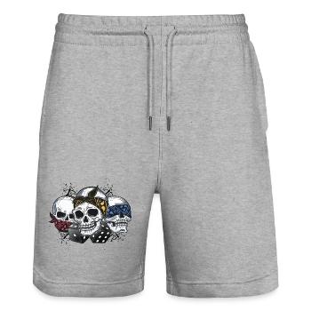 Kopfskelett Trio Würfel Bandana - Stanley/Stella Unisex Bio Joggingshorts Trainer  - Grau meliert - Vorne - Nik (191cm) & Marisol (170cm)