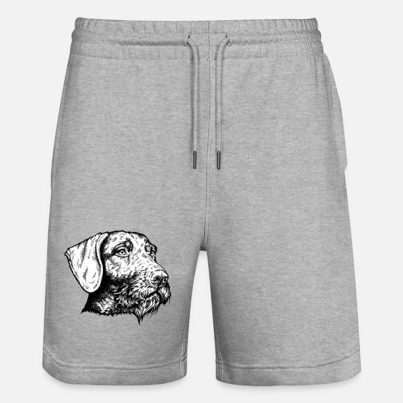 Deutsch Drahthaar Portrait - Stanley/Stella Unisex Bio Joggingshorts Trainer - Grau meliert