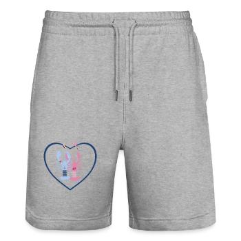 Bretagne - Kalon blaue und rosa Hummer - Stanley/Stella Unisex Bio Joggingshorts Trainer  - Grau meliert - Vorne - Nik (191cm) & Marisol (170cm)