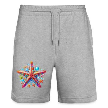 Seestern - Stanley/Stella Unisex Bio Joggingshorts Trainer  - Grau meliert - Vorne - Nik (191cm) & Marisol (170cm)