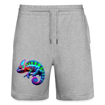 Chameleon - Stanley/Stella Trainer Unisex Organic Jogging Shorts - heather grey - Front - Nik (191cm) & Marisol (170cm)