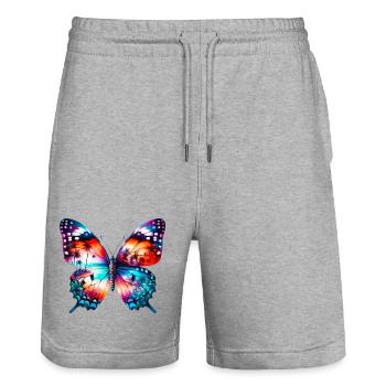 Schmetterling - Stanley/Stella Unisex Bio Joggingshorts Trainer  - Grau meliert - Vorne - Nik (191cm) & Marisol (170cm)
