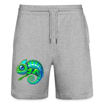 Caméléon - Short de jogging bio TRAINER Stanley/Stella unisexe - gris chiné - Devant - Nik (191cm) & Marisol (170cm)