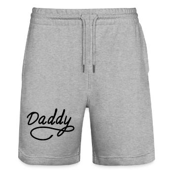 Daddy Father’s Day - Stanley/Stella Trainer Unisex Organic Jogging Shorts - heather grey - Front - Nik (191cm) & Marisol (170cm)