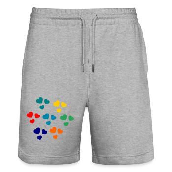 ALLES GUTE ZUM GEBURTSTAG. ALLES GUTE ZUM GEBURTSTAG. JAHRESTAG. - Stanley/Stella Unisex Bio Joggingshorts Trainer  - Grau meliert - Vorne - Nik (191cm) & Marisol (170cm)