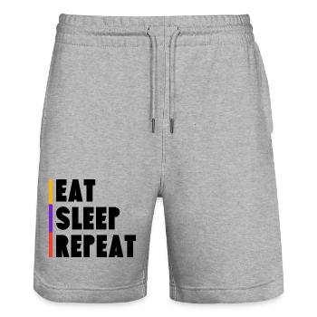 Eat - Sleep - Repeat - Stanley/Stella Unisex Bio Joggingshorts Trainer  - Grau meliert - Vorne - Nik (191cm) & Marisol (170cm)